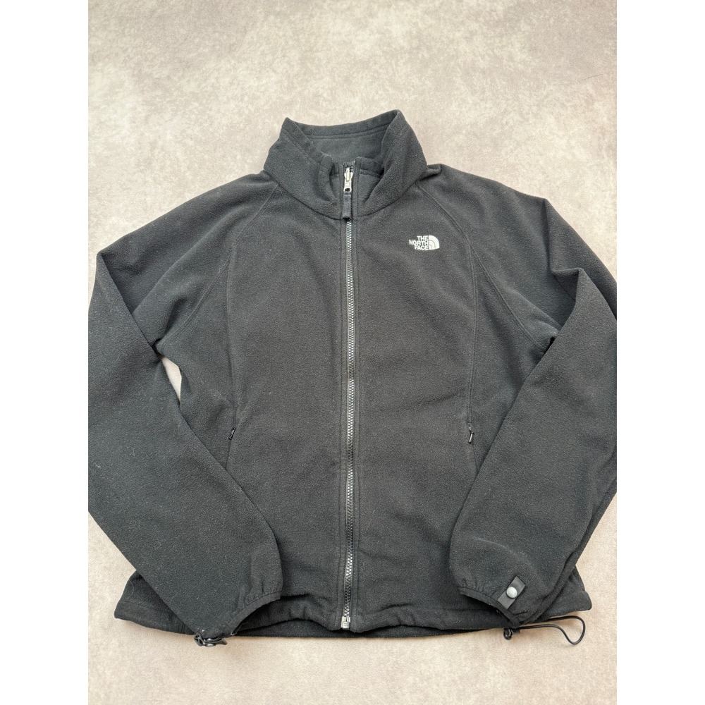 The North Face TKA 100 Fleece Jacket Women L Black Full Zip Mock Neck Outdoors